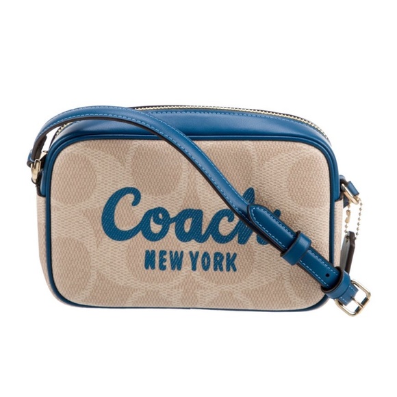Coach Signature Beige and Blue Crossbody Bag - Picture 1 of 8